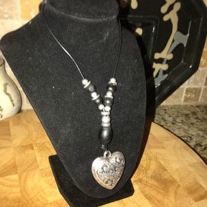 Silver Heart Beaded Necklace